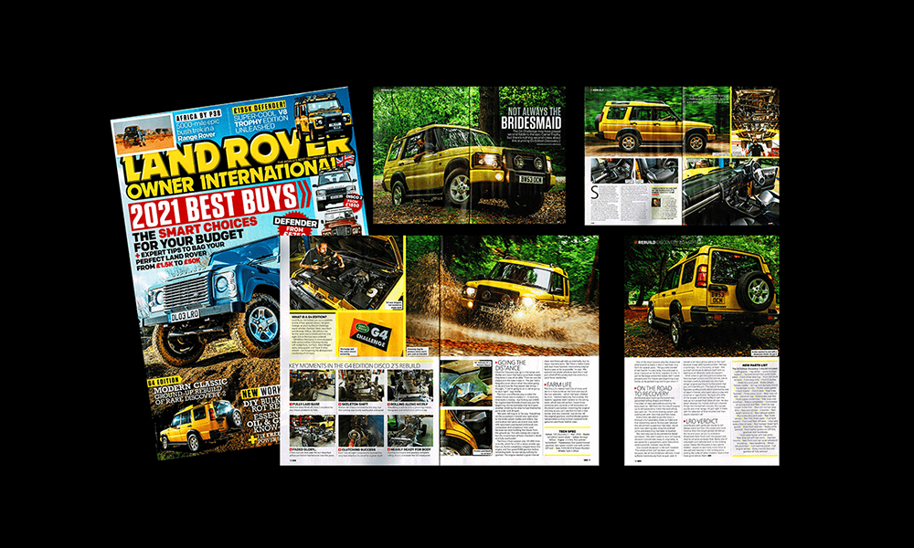 Land Rover magazine feature showcasing Land Rover models and their capabilities, highlighted by Bentley Auto Centre