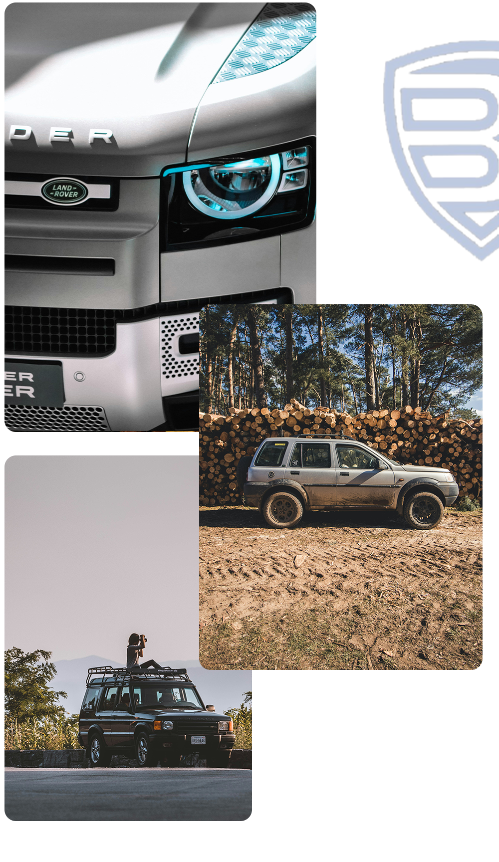 Various Land Rover models in diverse environments serviced by Bentley Auto Centre